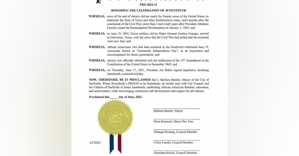 City Of Snellville Signs Proclamation For Juneteenth
