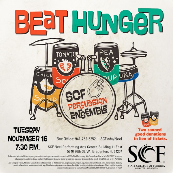 The SCF Percussion Ensemble Hosts "BEAT HUNGER," a Concert and a Canned Food Drive Image